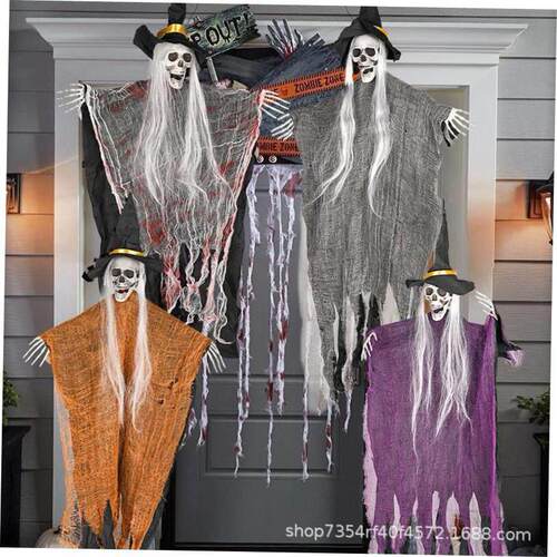 Halloween party decoration skull with hat hanging ghost 万圣