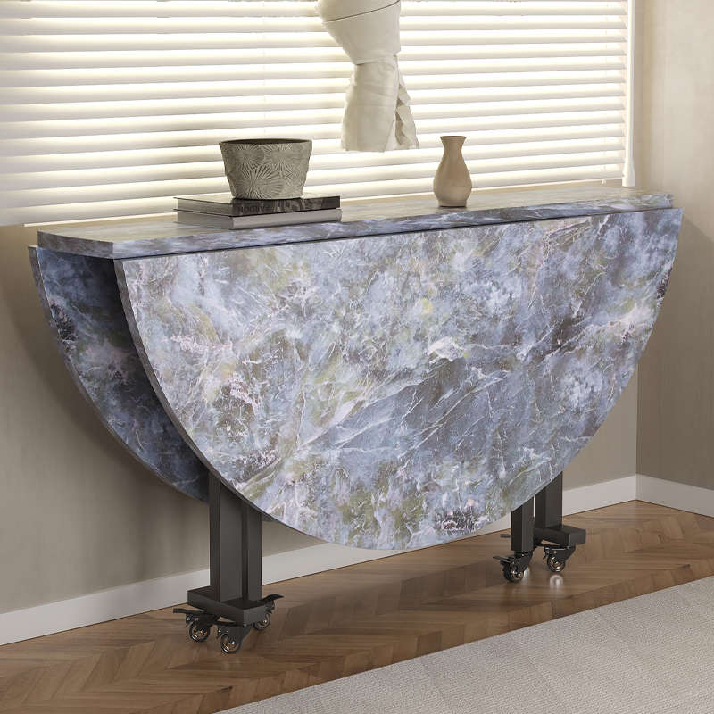 折叠餐桌大圆桌家用小户型吃饭桌子出租房可移动多功能简易圆餐桌