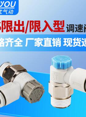 气管快速快插调速阀气缸接头气动节流阀AS1201F/2201F-M5-04 A/SA