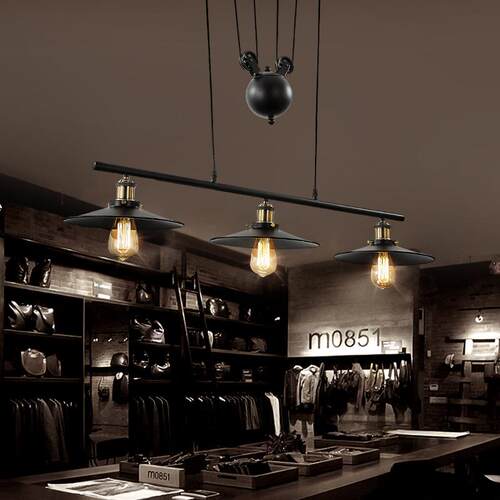 美工业风三loft铁艺头餐厅式台复古台球室酒吧餐桌滑轮升降HUA-D0