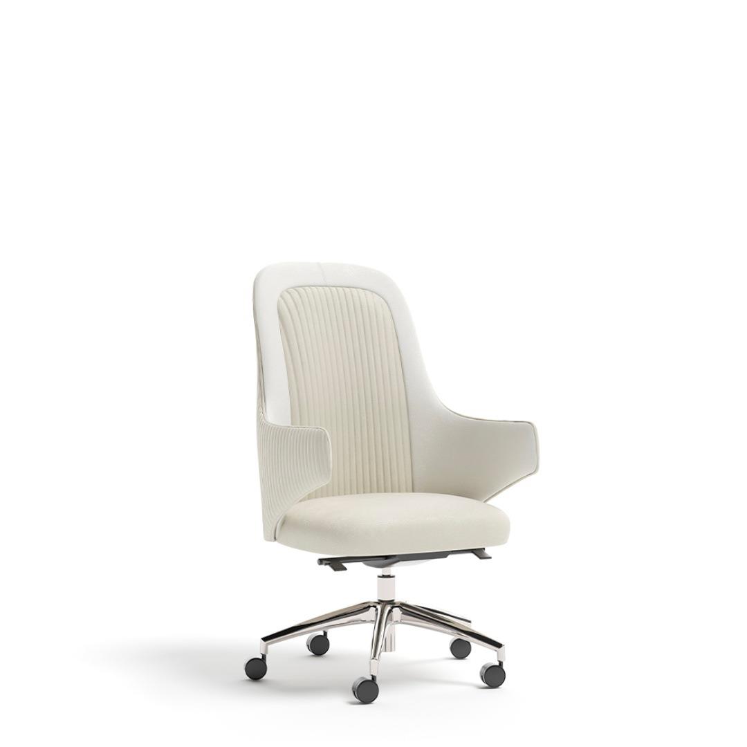 轻奢办公椅皮质靠背带扶手电脑椅家用简约舒适可旋转书桌椅