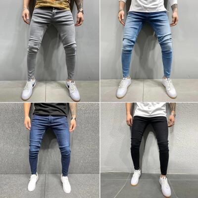 High quality stretch jeans for men pants 弹力紧身小脚牛仔裤