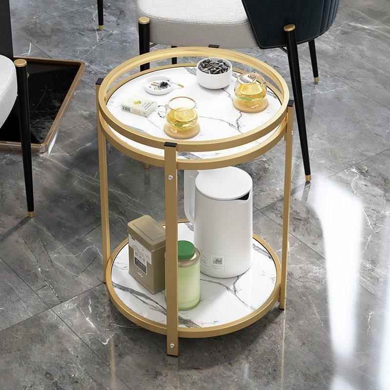 麻将馆茶水架客厅专用移动小茶几麻将桌卧室双层圆桌子家用茶桌台