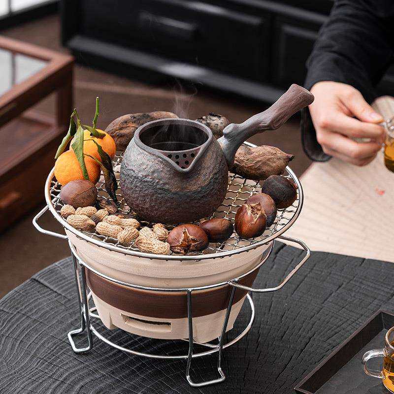 枯木侧把烤茶罐罐罐茶煮茶壶陶瓷茶具碳炉子围炉煮茶泡茶壶公道杯