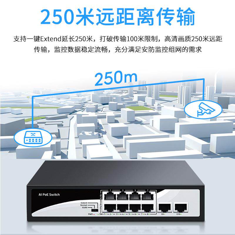 联果POE交换机标准POE10口百千兆8个百兆POE网口 2个千兆上联网口