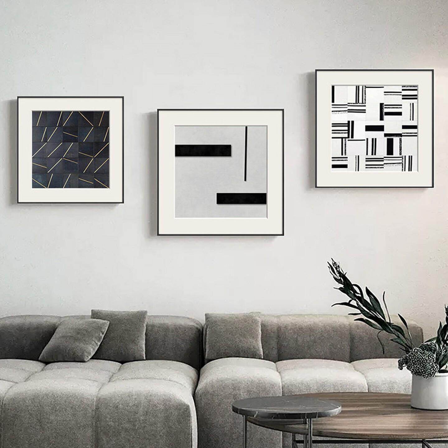黑白艺术抽象装饰画客厅沙发背景墙挂画几何线条玄关床头艺术壁画
