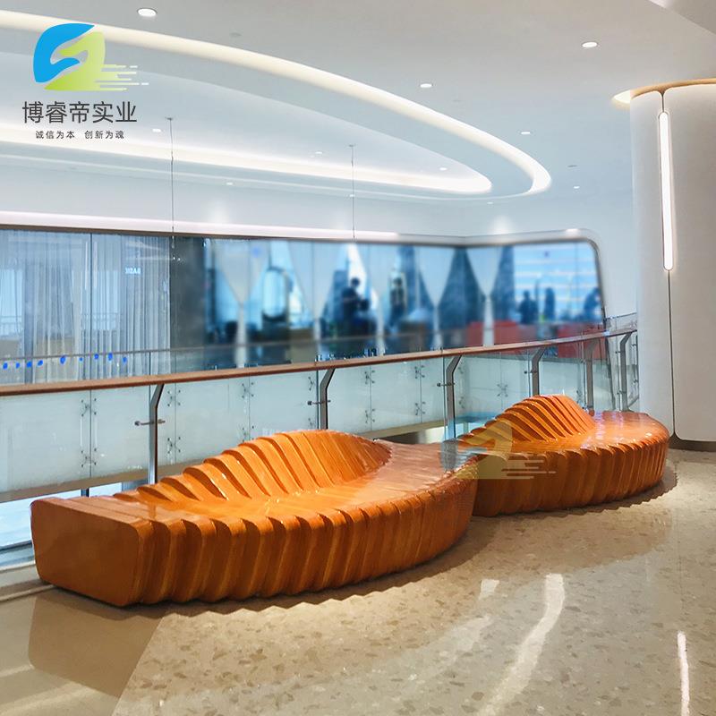 玻璃钢座椅公共外休息区拼接凳商休闲椅美陈2101背切片座场椅户靠