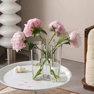 简约湖泊透明玻璃花瓶高颜值 客餐厅花瓶插花高级感装饰摆件ins风