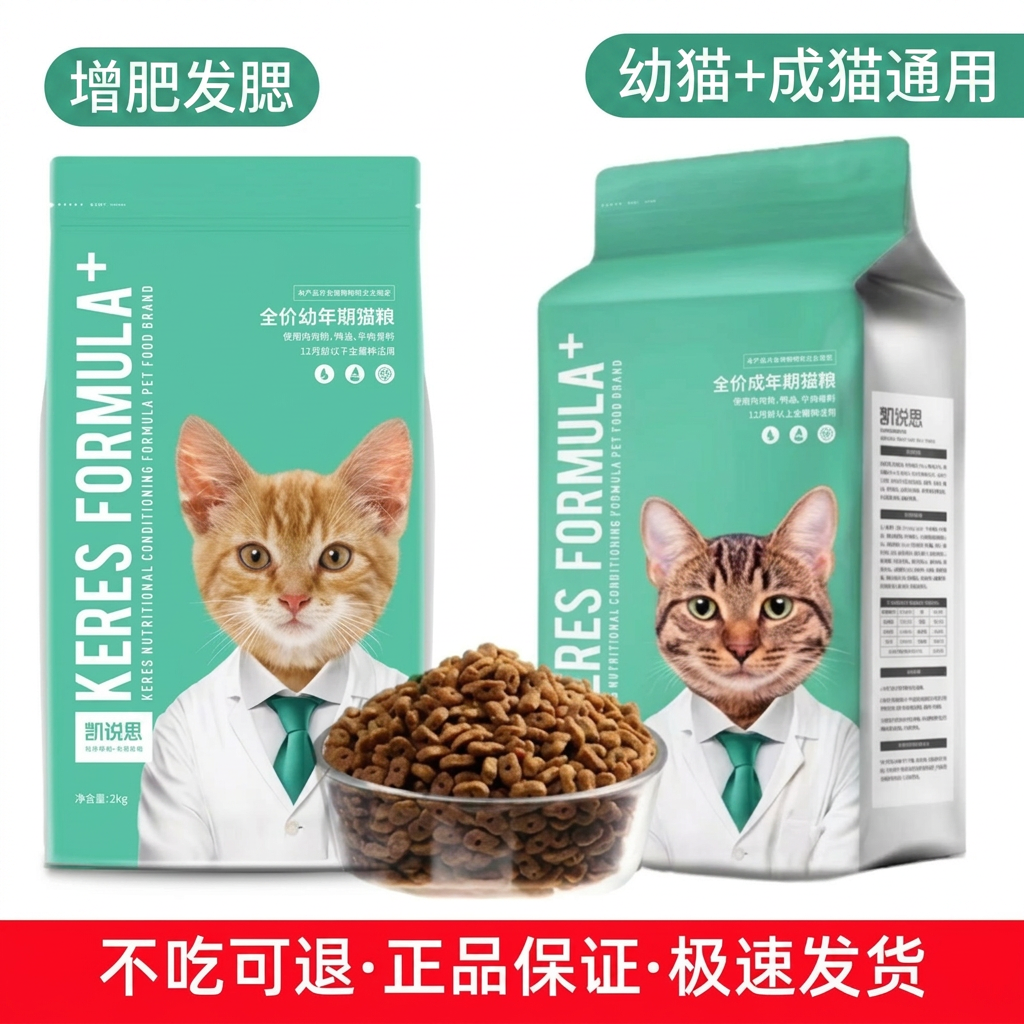 凯锐思猫粮全价幼猫成猫通用增肥发腮天然主食鱼肉牛肉猫主粮