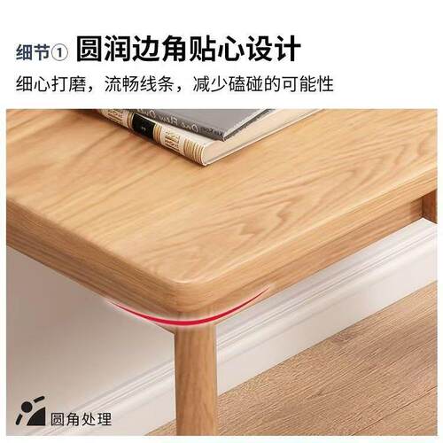 实木书桌简约家用橡木中学生北欧小户型学习写字桌卧室台式电脑桌
