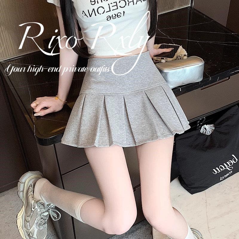 RIXO RXLY灰色百褶裙半身裙女春夏季小众设计感高腰显瘦休闲短裙