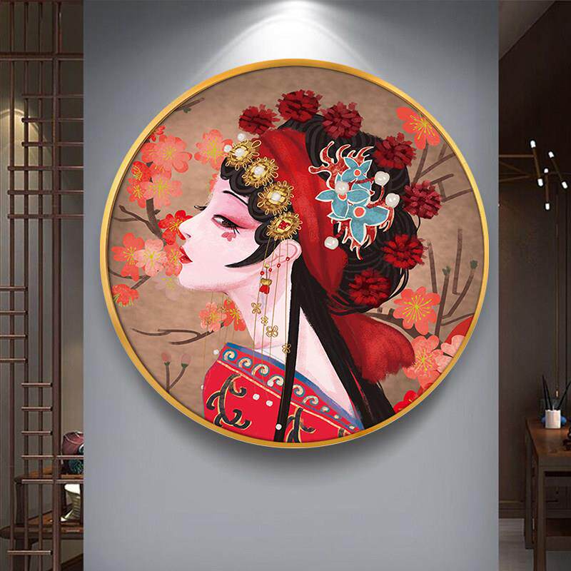中国风戏曲花旦国潮装饰画茶餐玄关壁画古典美女人物京剧脸谱挂画