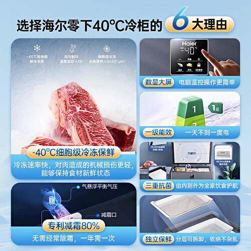 海.尔超低温冷柜零下40度速冻家用BC/BD-201GH.PG9Z全冷冻微霜一