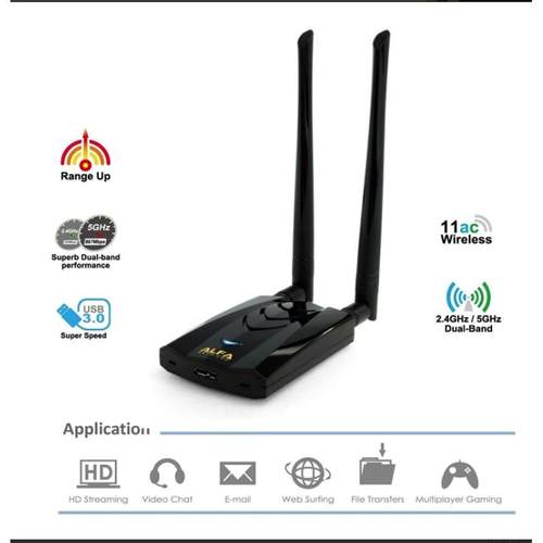 台湾製造 ALFA AWUS036ACH RTL8812AU 网卡 BT5 Kali Linux MAC拉车