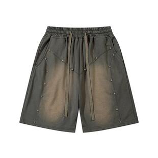 Men Rivet Shorts Comfy Breathable Casual Pockets Summer