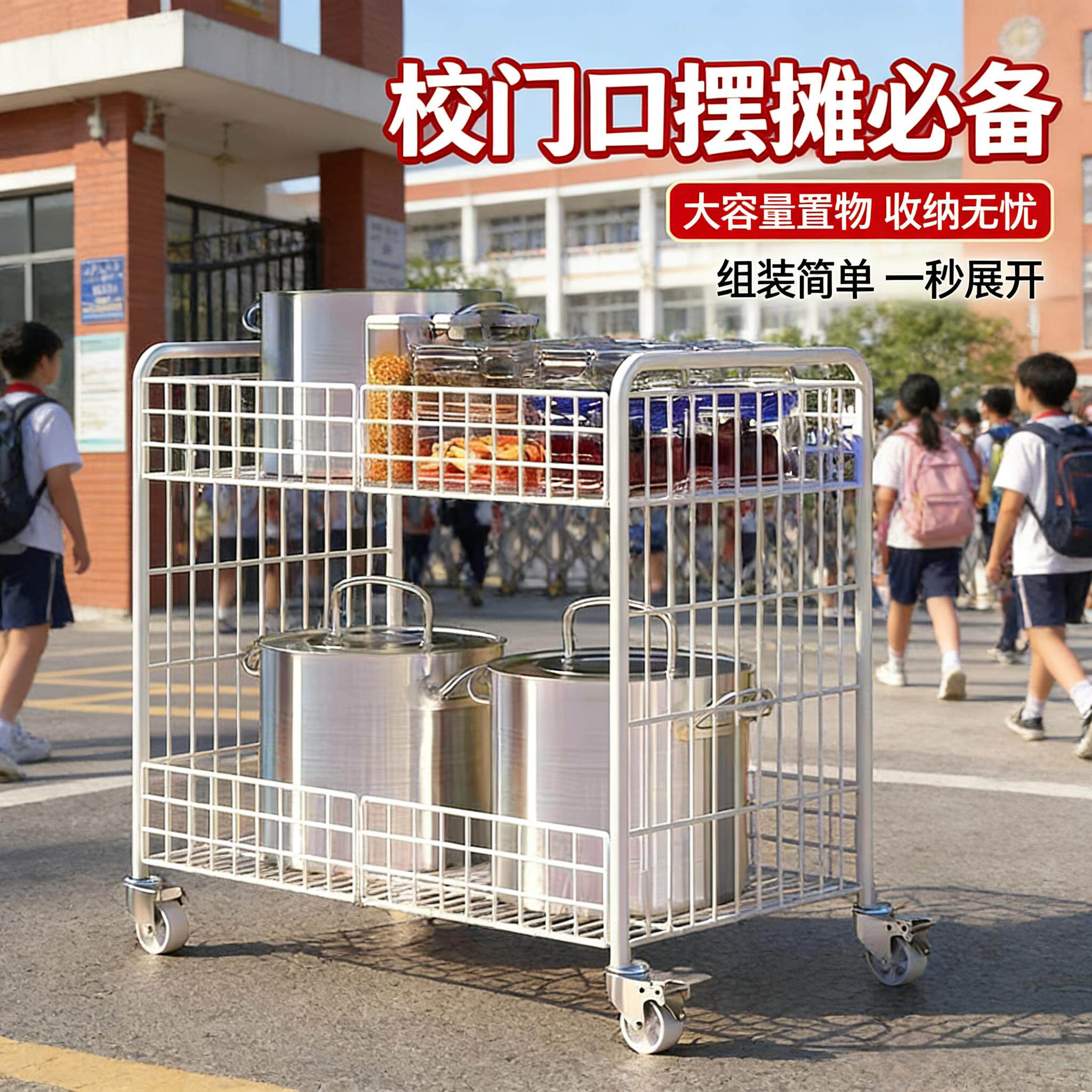 摆摊小推车促销车一秒收摊摆地摊折叠架子花车夜市摆摊桌货架