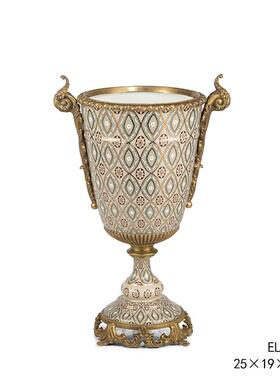 高档jee古li厅an茱莉法式奢华艺术陶瓷配安铜装饰台灯别墅客复床