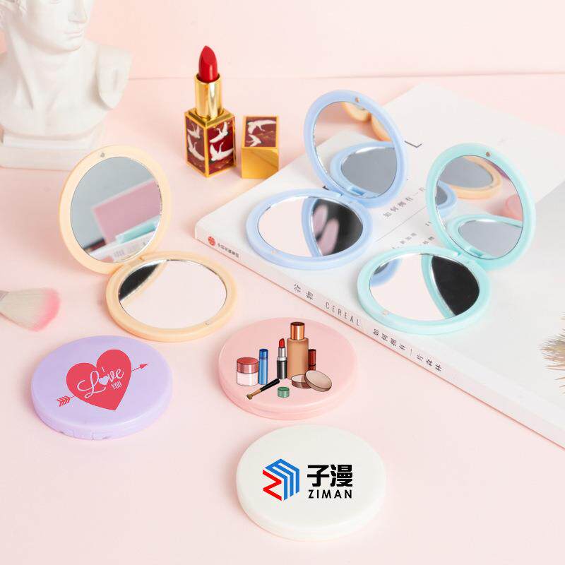 ins风迷你圆形折叠小镜子diy随身口袋便携放大美妆翻盖双面化妆镜