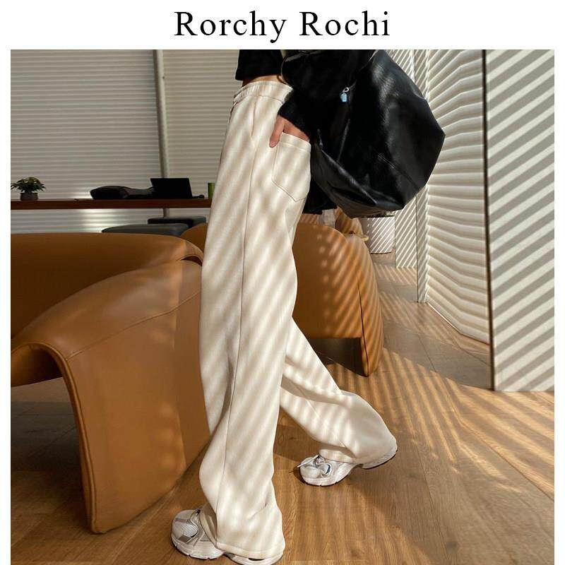 日系米白色阔腿裤女春秋高腰宽松直筒长裤冬季加绒百搭拖地休闲裤