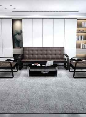 办公沙发三人简易架铁位艺接WTP待会客铁长条椅公室沙发茶办几组