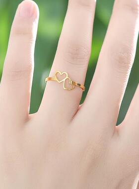 Romantic Hollow Out Two Heart Rings For Women Girls Opening
