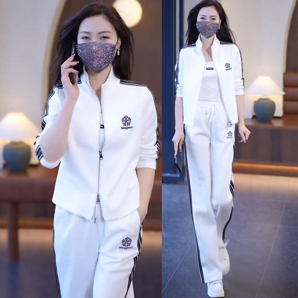 时尚休闲运动服套装女2026春季新款洋气减龄立领开衫阔腿裤两件套