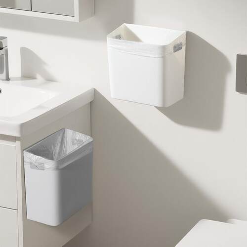 Wall-mounted Square Trash Bin, Multi-functional, No-drilling
