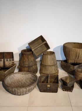 民俗文化老物件米升米斗摆件老式量斗古代粮食计量工具覆古影视道