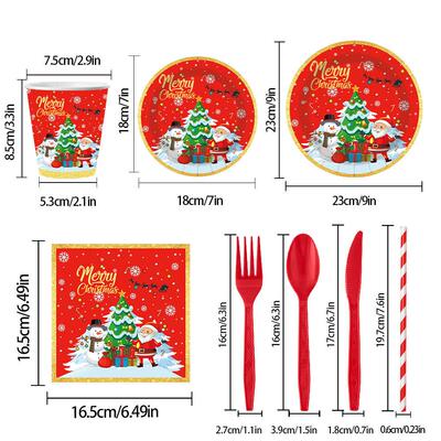 Christmas Party Supplies Paper Plates 圣诞节派对一次性纸盘