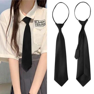 Unisex Black Simple Clip on Tie Security Tie Uniform Shirt S