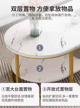 仿用大理客石茶几圆简约厅小户型家小桌UTH现代网红轻奢边几桌子