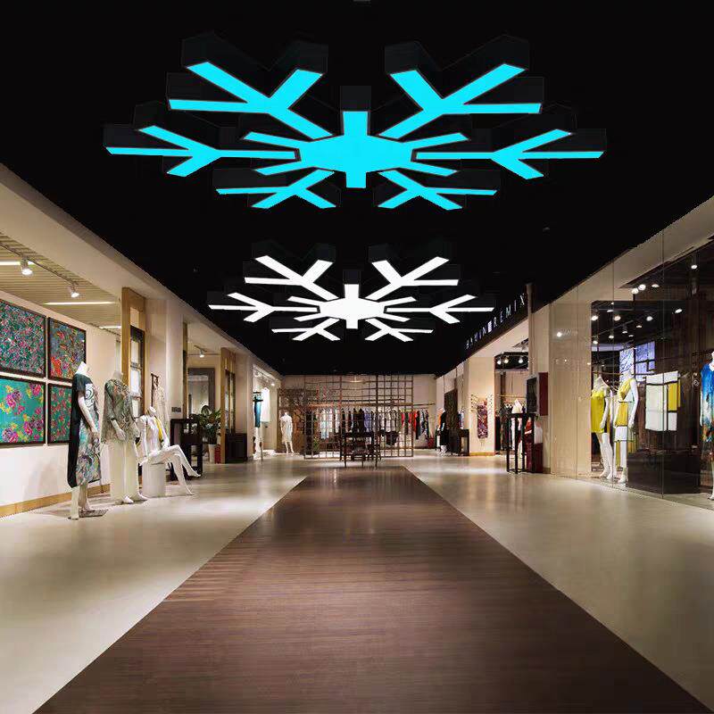 雪花型吊灯led树叶造型灯商场超市健身房电玩城灯具雪花超亮吊线