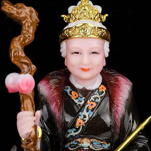 坐狐黑妈妈像仿汉白玉九尾毛领黑老太太神像真身供奉家用堂口铁刹