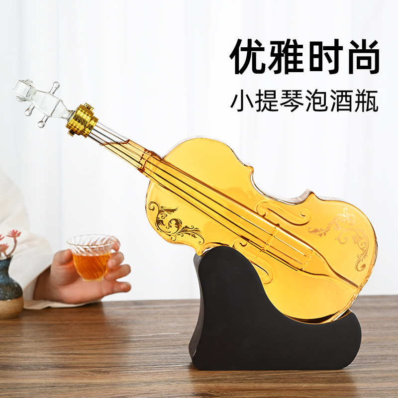 供应1000ml小提琴玻璃工艺酒瓶白酒瓶醒酒器工艺玻璃酒瓶泡酒瓶