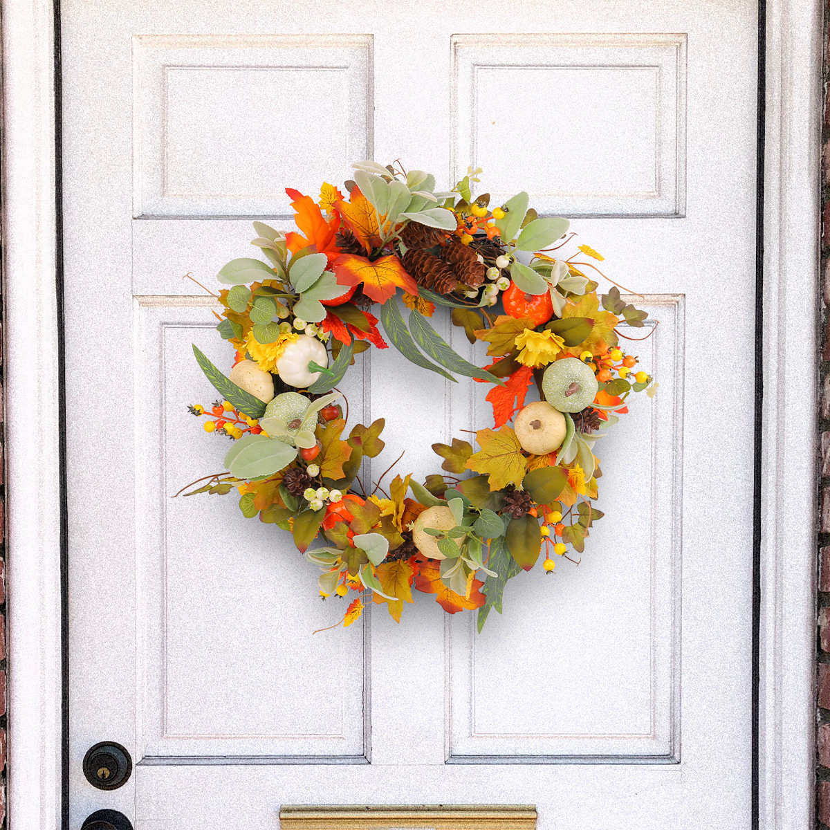 秋季仿真松果枯枝花环感恩节枫叶霜叶南瓜庭院墙饰挂件门饰,节庆用品/礼品,吊顶纱幔,淘宝优惠券,粉丝福利购,淘宝优惠卷
