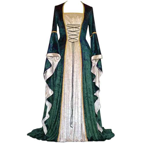 Golden velvet trumpet sleeve palace long and floor women's
