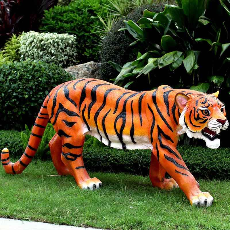 花园仿真动物摆件玻璃钢雕塑东北老虎大型户外园林景观创意装饰品