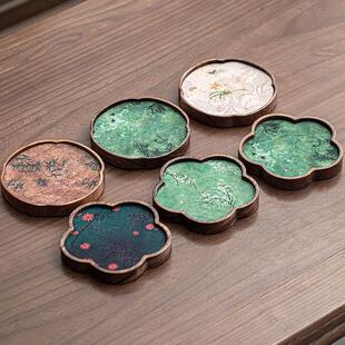 觅己胡桃木壶承干泡台小型实木茶盘茶壶盖碗底座精致防水茶席托