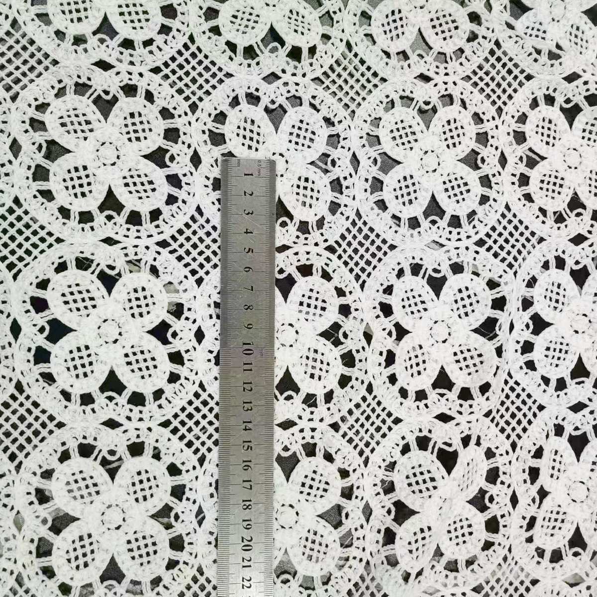 全涤立体镂空面料幸运草水溶白色绣花仿手钩花边手工DIY辅料蕾丝