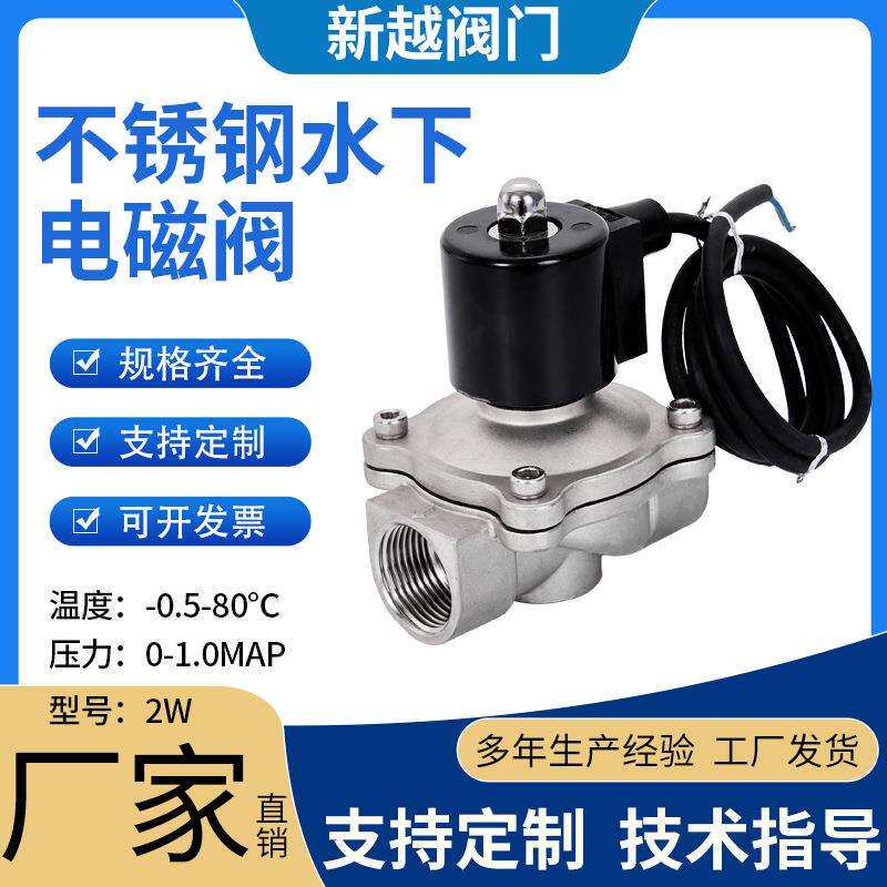不锈钢水下用电动电磁阀IP68电子排水进水阀 220V24v常闭阀门喷泉