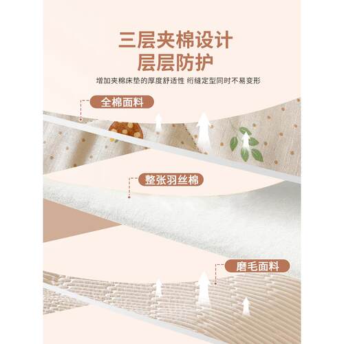 纯棉双纱床盖SX202502三夹件套层206新款全棉棉床2单榻榻米防滑不