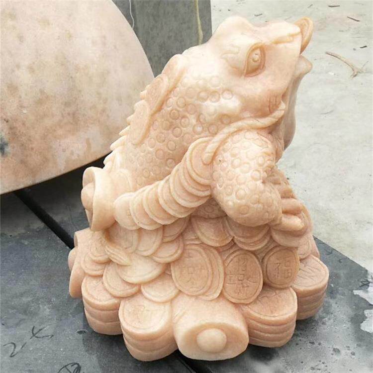 金蟾石雕喷水晚霞红石材金蝉青蛙工艺品摆件石头金蝉