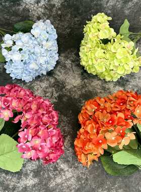 马洛卡仿真花5头绣球居家装饰婚庆花墙插花把束5叉大绣球绢布假花