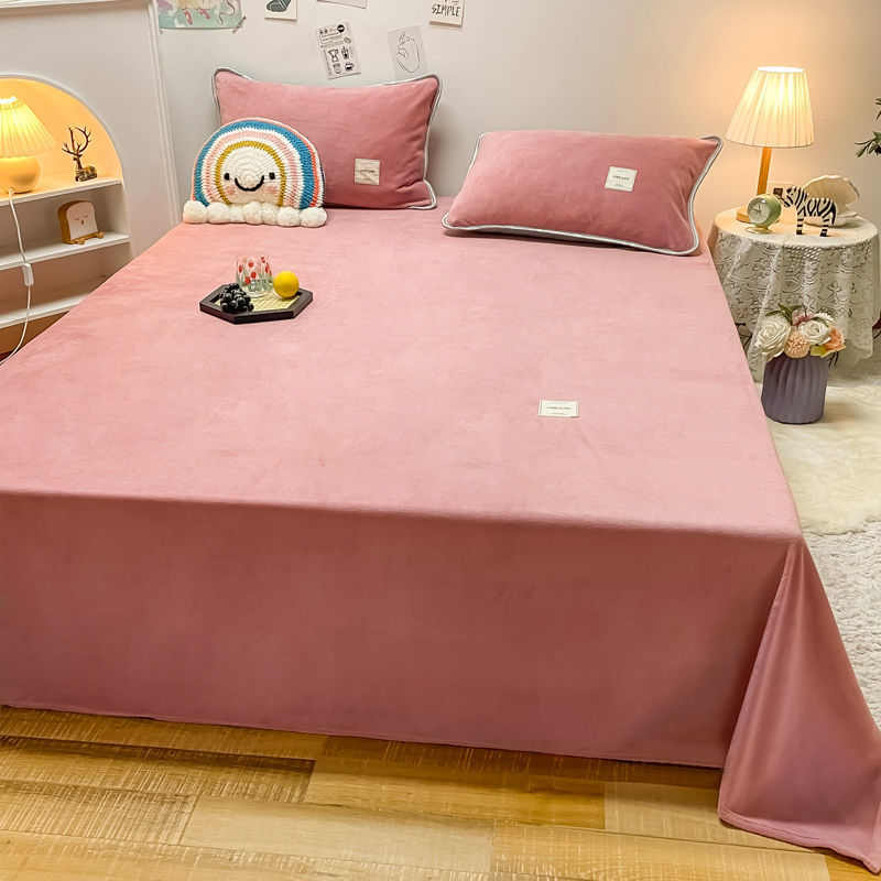 毛绒床单单件珊瑚毛毯铺床法兰绒被单三件套加绒冬季厚