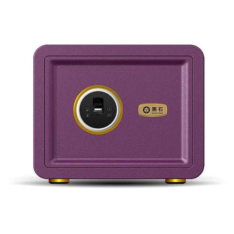 黑石保险柜高30CM入墙入柜保管箱办公家用小型指纹锁保险箱珊瑚紫