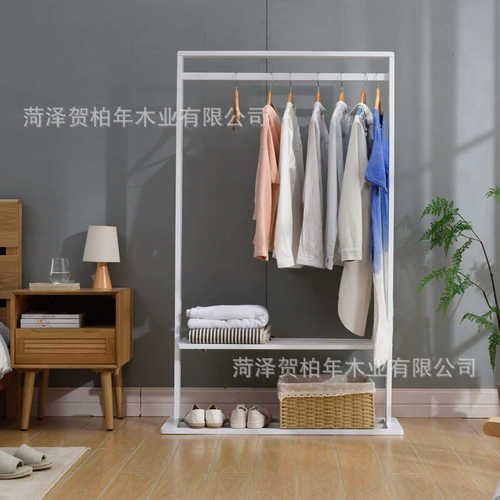 贺柏年简约衣帽架实木衣服架子落地卧室简易挂衣架鞋架定制款
