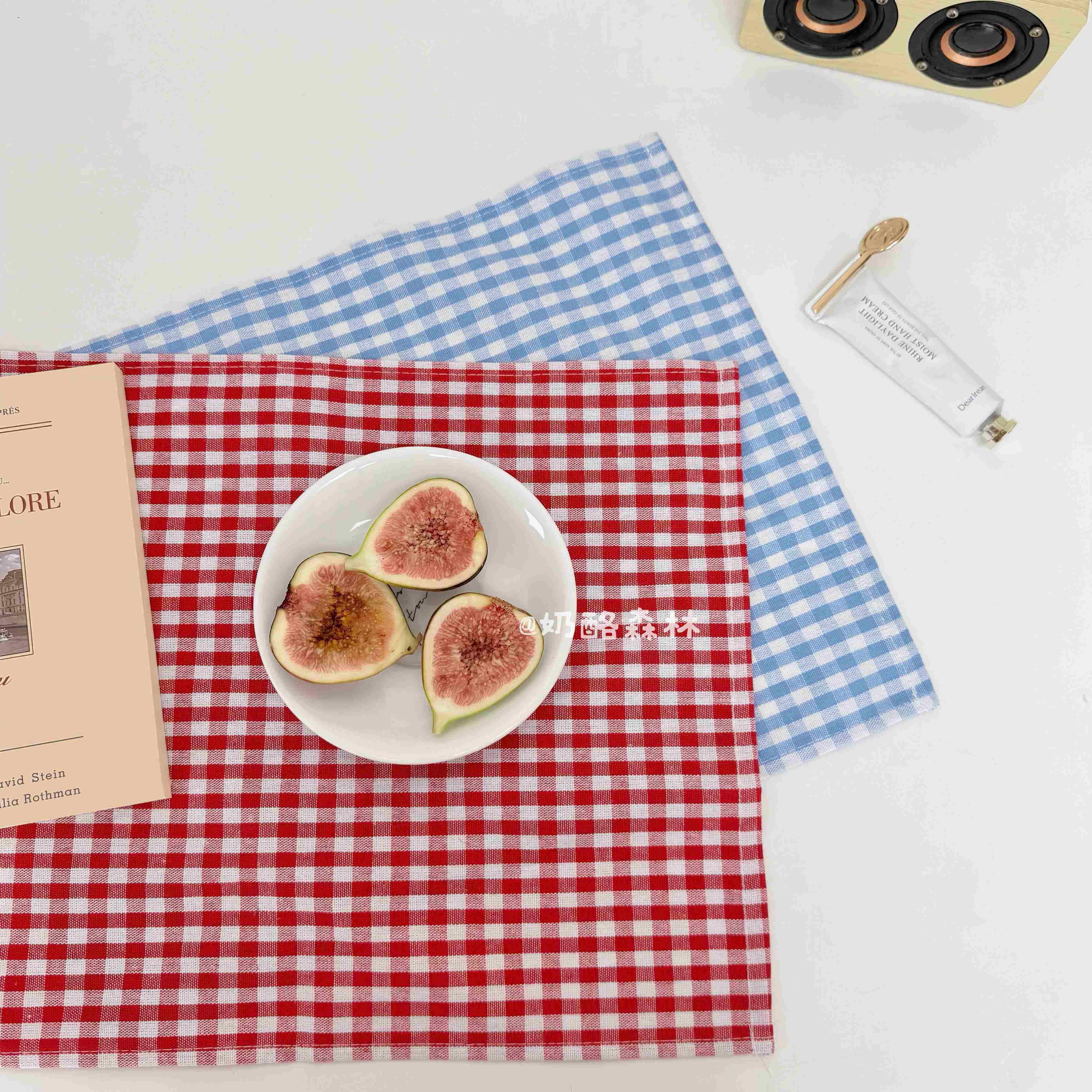 ins风格子布艺餐垫简约高颜值餐桌隔热垫拍照背景道具装饰桌布,居家布艺,餐垫,淘宝优惠券,粉丝福利购,淘宝优惠卷