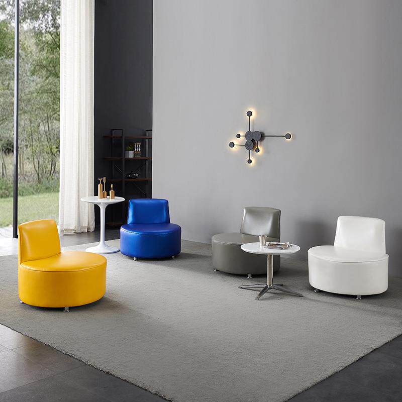 商务现代办公室皮沙发简约休息接待会客区休闲创意单人椅茶几组合