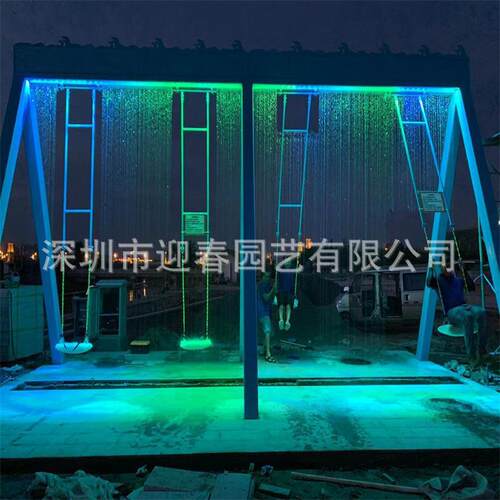 互动水幕秋千感应水帘网红户外大型互动瀑布水帘秋千景区雨幕