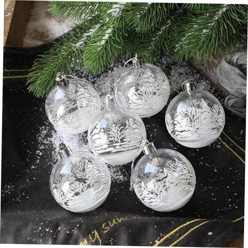 6pcs 6cm Transparent Snow Christmas Balls Pendants for Chri
